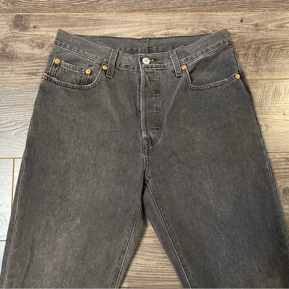 Levi’s 501 Jeans Button Fly raw hem Get off my cloud black wash 29/28 - Picture 7 of 16